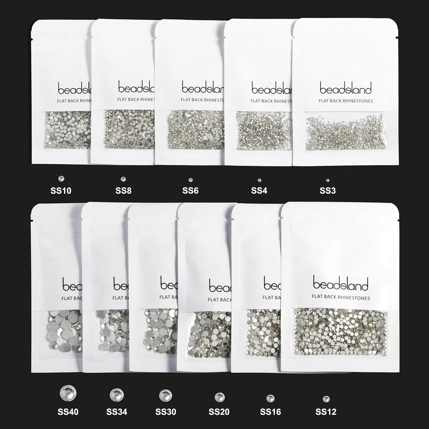 Beadsland 144pcs Flat Back Crystal Rhinestones Round Gems for Nail Art and Craft Glue Fix, Siam, SS40, 8.4-8.7mm