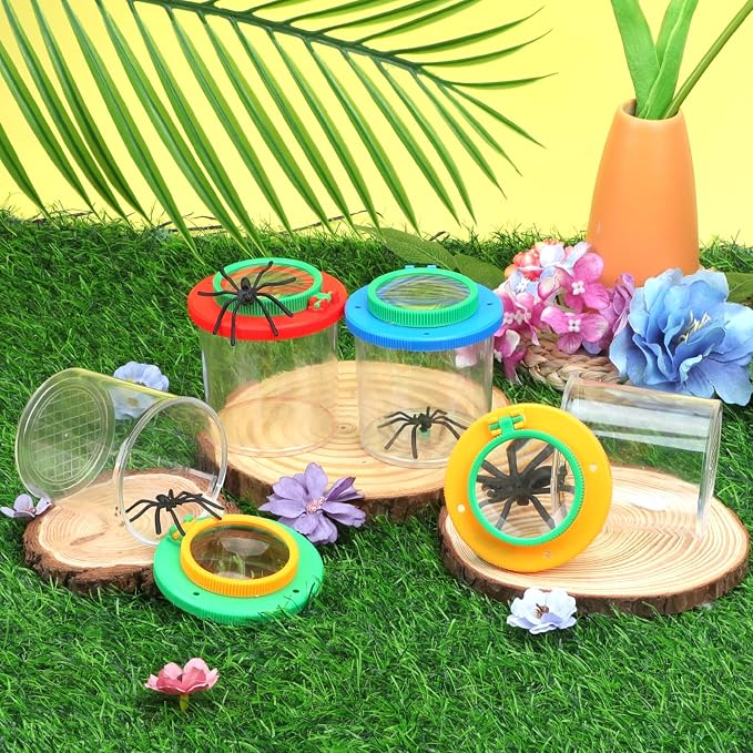 Coopay 16 Pieces Magnifying Insect Box - Bug Viewer, Critter Insect Cage, Container, Bug Catcher Cage, Jar Collecting Kit for Children, Kids Science Nature Exploration Tools