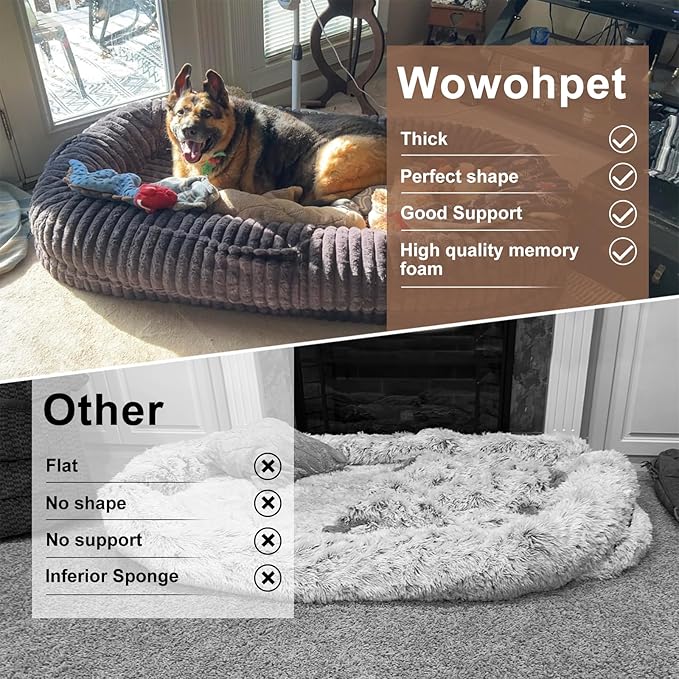 Human Dog Bed for Adult,70"x38"x10" Extra Large Human Pet Bed,Orthopedic Washable XL Dog Bed with Memory Foam (Black White)