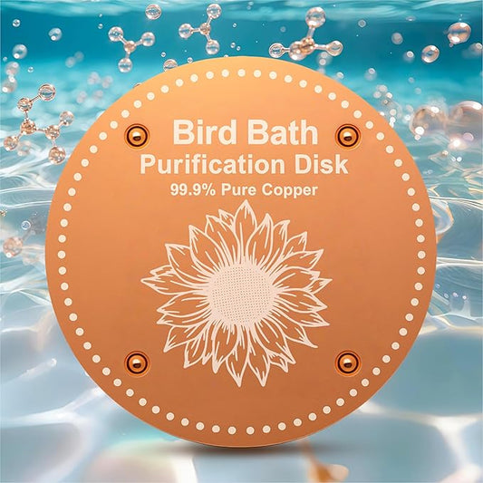 Bird Bath Purification Disk Pure Copper Outside Winter Solar Power Birdbath Hummingbird Bee Water Fountain Solar Power Window Feeder Stand Nectar Food Pole House Hanging Birdhouse Accessories