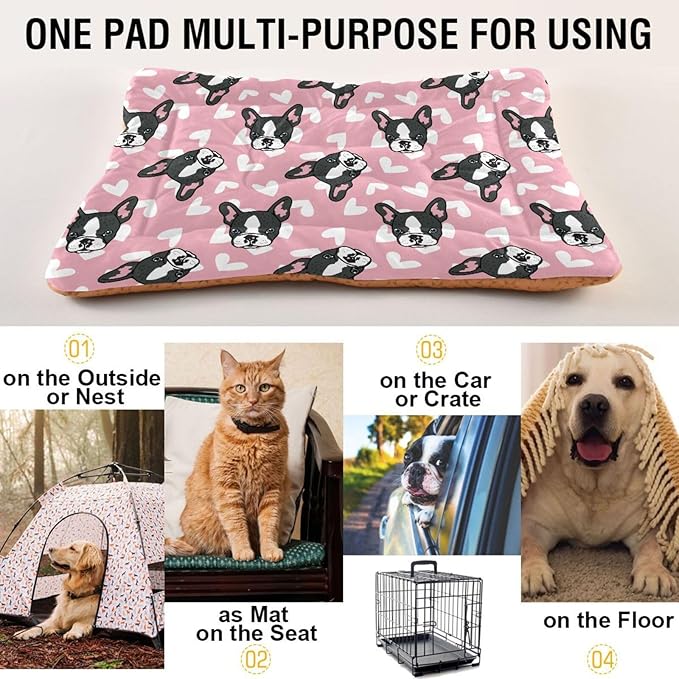 Cute French Bulldog Pet Bed Cute Dog Bed Mat Absorbing Non Slip Pad Pet Sleeping Mat for Small, Medium, and Large Dogs Puppy Cat 24 in x 18 in
