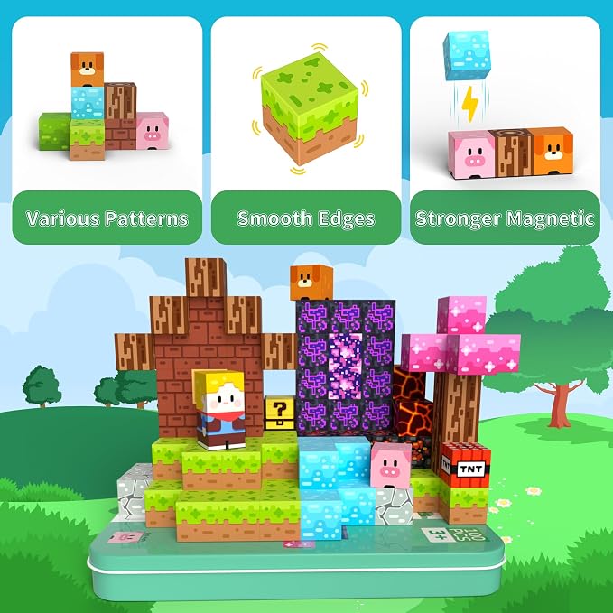 100PCS Magnetic Blocks Magnet Building Cubes Birthday Gifts for Kids | 0.8in Magnetic Cubes, STEM Learning Magnet Toy, Building Toys for Kids Ages 3+, Christmas Party Gifts for Boys and Girls
