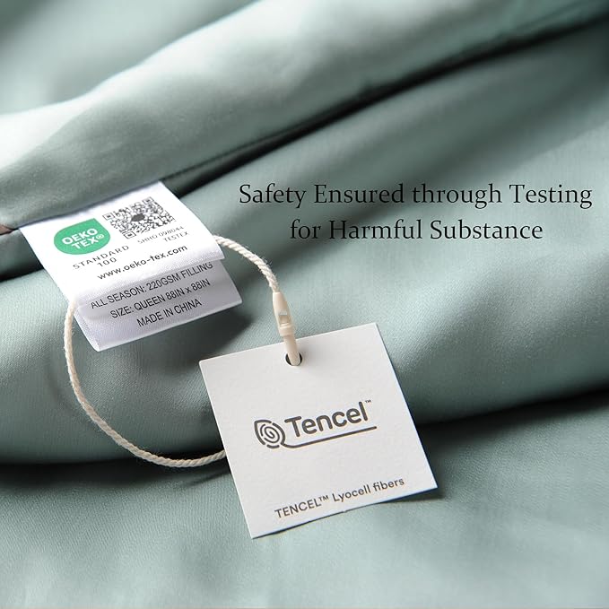 CUDDLE DREAMS Lightweight Silk Filled Comforter for Summer, Detachable Tencel Duvet Cover for Easy Care, Naturally Breathable (Celadon, King)