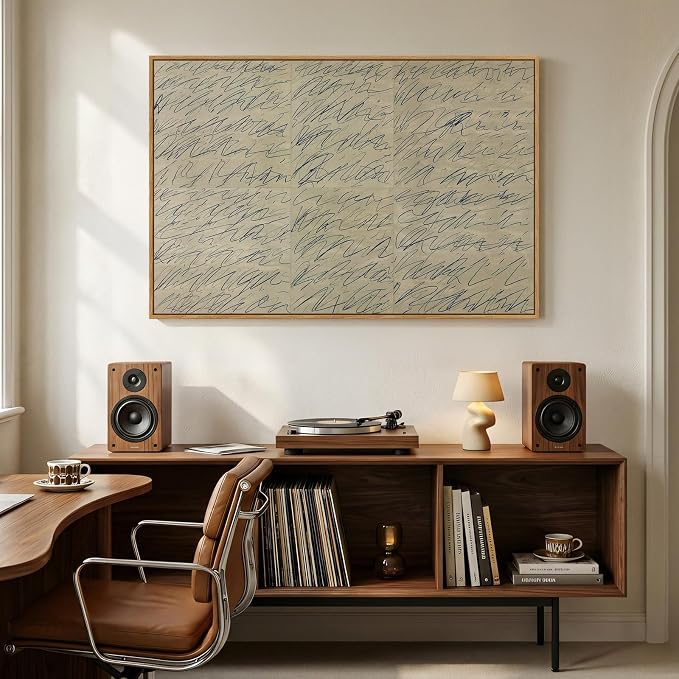 Framed Modern Neutral Beige Abstract Wall Art, Minimalist Canvas Prints