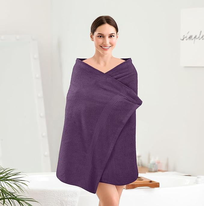Utopia Towels 4 Pack Premium Bath Towels Set, 27 by 54 Inches, 100% Ring Spun Cotton 600GSM, Lightweight and Highly Absorbent Quick Drying Towels, Perfect for Daily Use, Plum