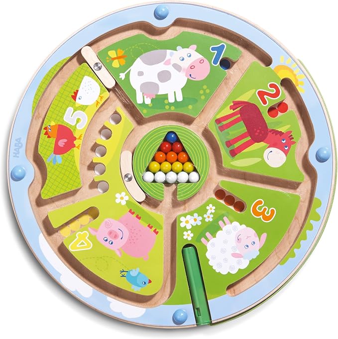 HABA Busy Board for Toddlers 2-4: Number Maze Magnetic Puzzle Game - Toddler Travel Toys for Preschoolers, STEM Toy Encourages Color Recognition, Fine Motor & Counting