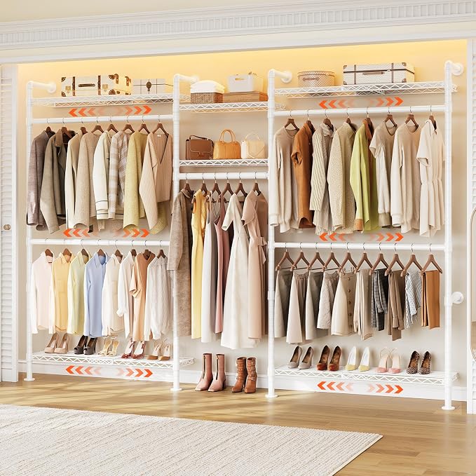 ONBRILL H3 Plus Expandable Wall Mounted Closet System, 5.7FT-8.2FT Closet