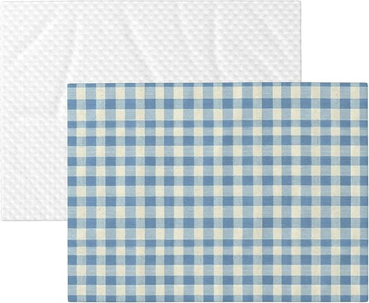 Waterproof Dog Blanket Soft Pet Blanket for Puppy Cat, Fleece Cat Throw Blankets for Furniture Bed Couch Sofa Reversible - Dusty Blue Gingham 1
