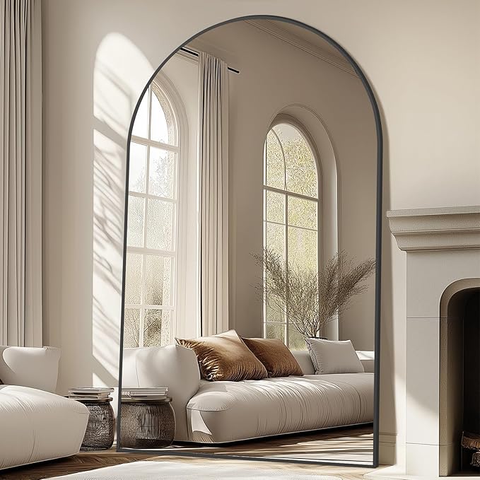 Arched Full Length Mirror, Tempered Glass Large Free Standing Mirror