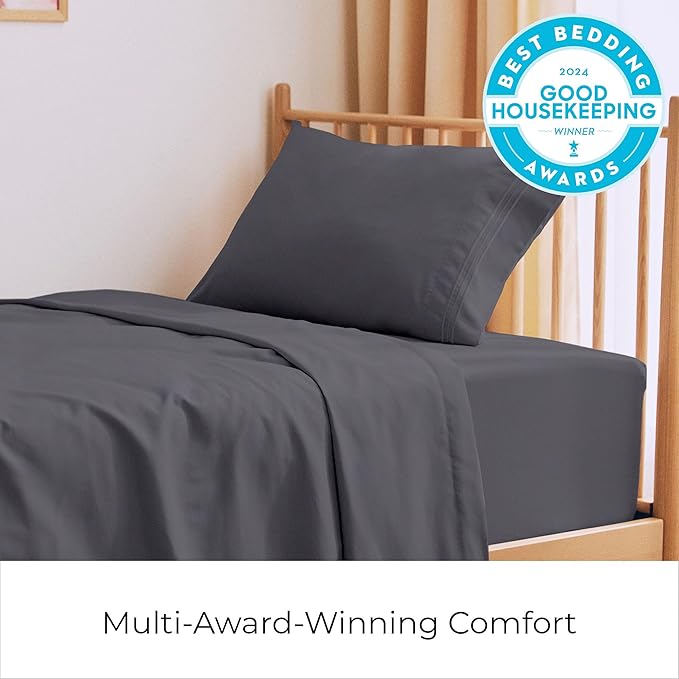 Mellanni Twin XL Sheets Set - 3 PC Iconic Collection Bedding - Hotel Luxury, Extra Soft, Cooling Bed Sheets - Wrinkle, Fade, Stain Resistant (Twin Extra Long, Charcoal)