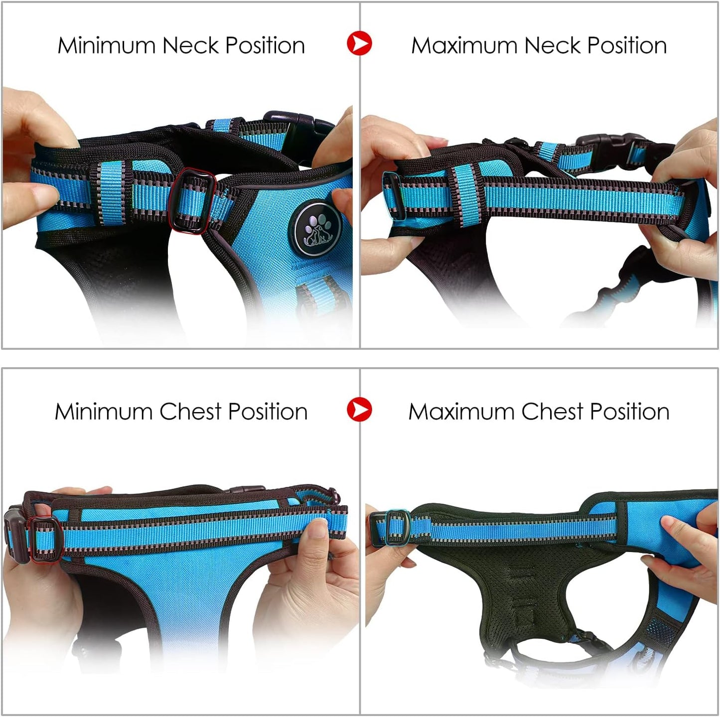 NESTROAD No Pull Dog Harness,Adjustable Oxford Dog Vest Harness with Leash,Reflective No-Choke Pet Harness with Easy Control Soft Handle for Large Dogs(Large,Blue)