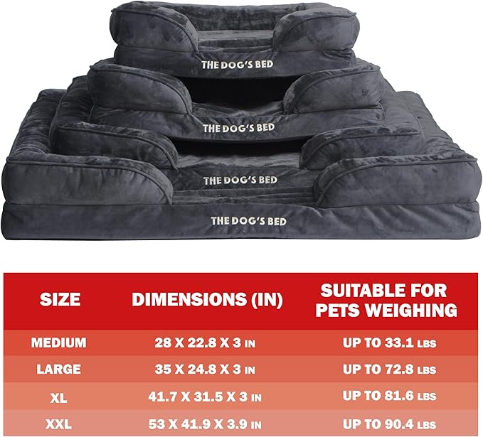 The Dog’s Bed Replacement Outer Cover & Bolster for Standard Foam Beds, Flannel Fabric, Grey, XL