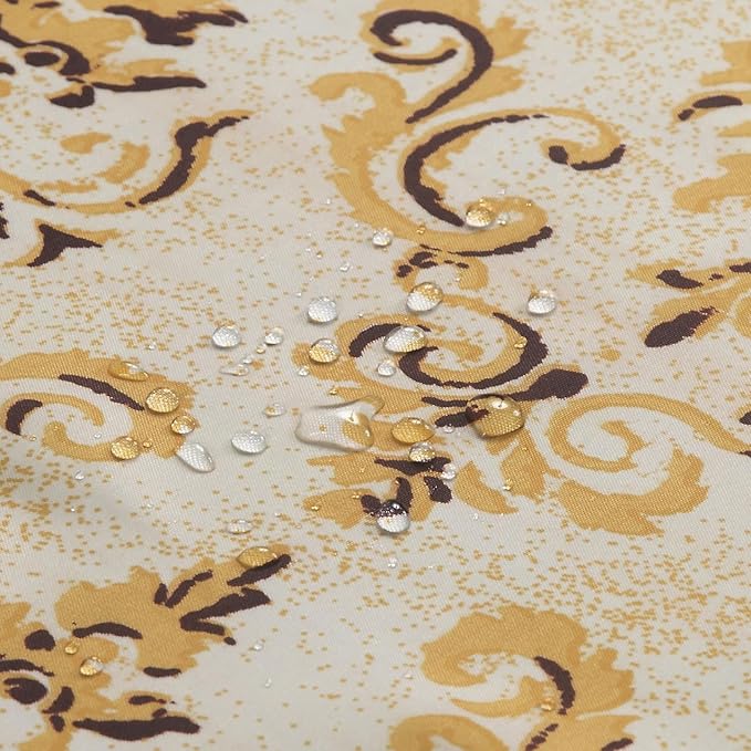 Fabric Shower Curtain, Burgundy and Gold Damask Print Shower Curtains for Bathroom, Classic Baroque Bathroom Curtains, 62" W x 72" H
