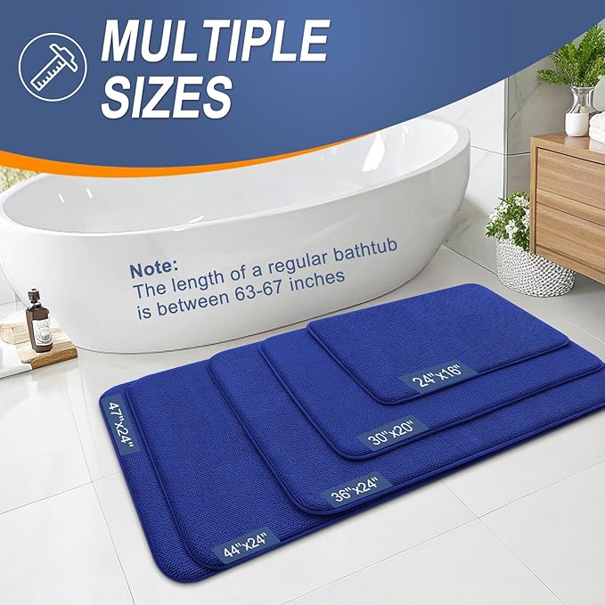 OLANLY Thick Memory Foam Bath Mat Rug 24x16, Extra Soft Absorbent Bathroom Rug, Quick Dry Bath Mats, Non-Slip, Machine Washable Carpet for Bathroom, Tub and Shower, Home Decor Accessories, Royal Blue