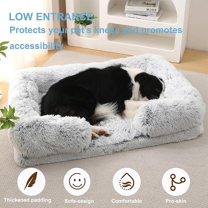 Dog Beds Large Sized dog Orthopedic, Sofa Dog Bed with Waterproof Lining and Nonskid Bottom, Rectangle Washable Dog Bed for Medium Small Dogs and Cats Comfortable ( Color : Gray1 , Size : 51 x 35" )