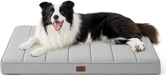 Bedsure Cooling Dog Bed for Crate - Large Comfy Flat Puppy Beds with Removable Washable Cover, Orthopedic Egg Crate Foam Pet Mat, Suitable for Pet Up to 50 lbs