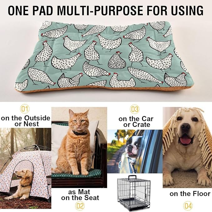 Pet Bed Funny Chicken Dog Bed Mat Absorbing Non Slip Pad Pet Sleeping Mat for Small, Medium, and Large Dogs Puppy Cat 36 in x 24 in