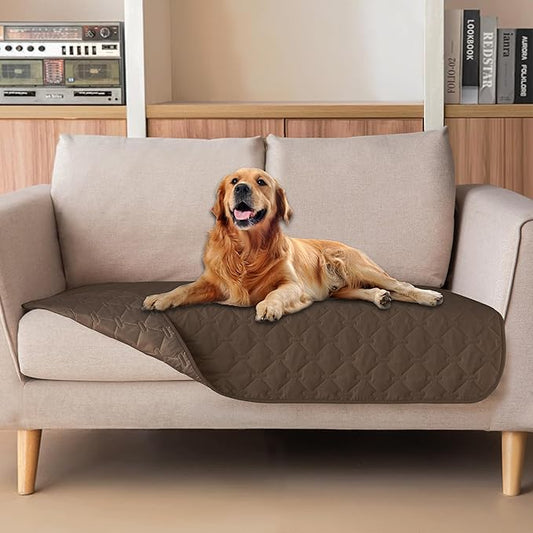 gogobunny 3X Stronger Waterproof Pet Blanket, Scratch Proof Furniture Protector for Dogs Cats, Reversible Cover 32x53 Inch, Dark Chocolate