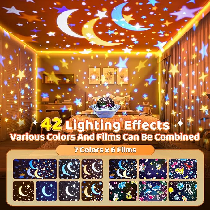 Night Light for Kids Night Light Projector, Baby Night Lights for Bedroom, Star Projector Galaxy Light Star Lights for Bedroom, Glow in The Dark Stars for Ceiling, Baby Sensory Toys, Kids Room Decor