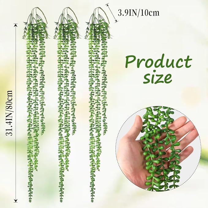 6pcs Artificial Succulents Hanging Plants, Fake Hanging Plant String of Pearls
