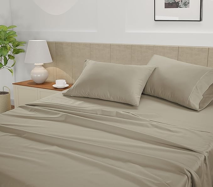 LANE LINEN California King Sheets Deep Pockets – 450 Thread Count Cotton Sheets, Soft & Breathable Sateen Weave, 15” Fully Elasticized Fitted Sheet, Luxury Hotel Bedding, Linen