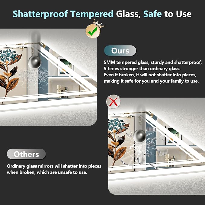 55x36 LED Bathroom Mirror with Lights, Backlit and Front Lit Anti-Fog Lighted