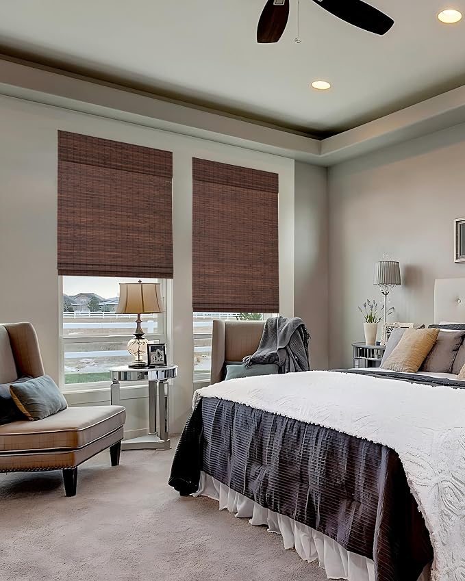 32''W X 72''H Cordless Bamboo Roman Shades