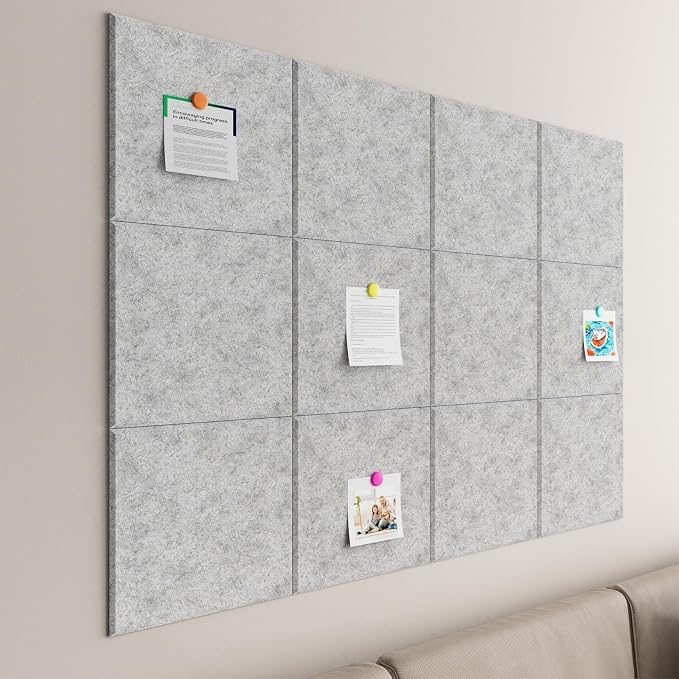 Large Cork Boards for Walls – 48" x 36" Self Adhesive Felt Wall Tiles
