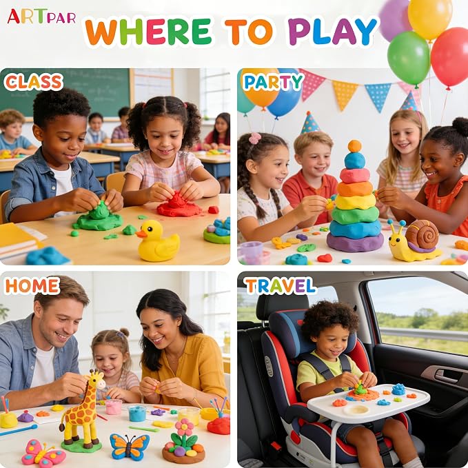 ARTPAR Air Dry Clay 102 Colors,Modeling Magic Clay for Kids Bulk Craft Kit | DIY Art and Crafts Molding Clay Sculpting Set,Soft & Non-Sticky,Classroom Activities,Creative Gifts for Boys & Girls Age 3-12