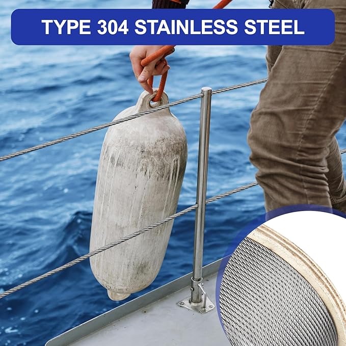 BLIKA 250FT 3/16" Stainless Steel Cable, 304 Stainless Steel Decking Railing Cable with 7 x 19 Strand Construction, 3700lbs Breaking Strength Marine Grade for Rail, Deck and DIY Balustrade