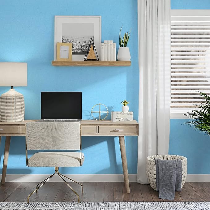 Cohoo Home Blue Peel and Stick Wallpaper Silk Solid Light Blue Contact Paper