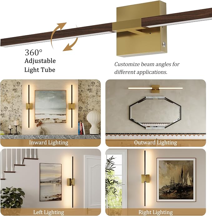 Rayogale 36 Inch Rechargeable Battery Operated Wall Sconce Set 2, 8000mAh