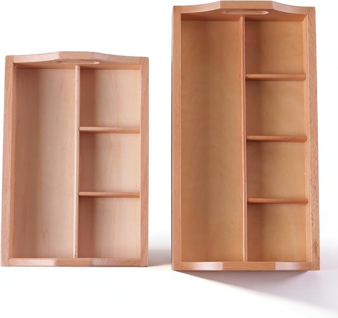 Premium Montessori 3-Compartment Sorting Tray – Solid Beechwood Classification Tray, Practical Life Activity for Sorting, Counting & Fine Motor Skills, Homeschool Classroom Kids Toddlers Ages 3-6