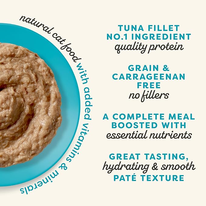 Applaws Vitality Wet Cat Food Paté, Natural Canned Cat Food, Wet Food for Cats with Added Vitamins and Minerals, Grain Free, Carrageenan Free, Tuna Fillet (24 Count, 5.5oz Cans)