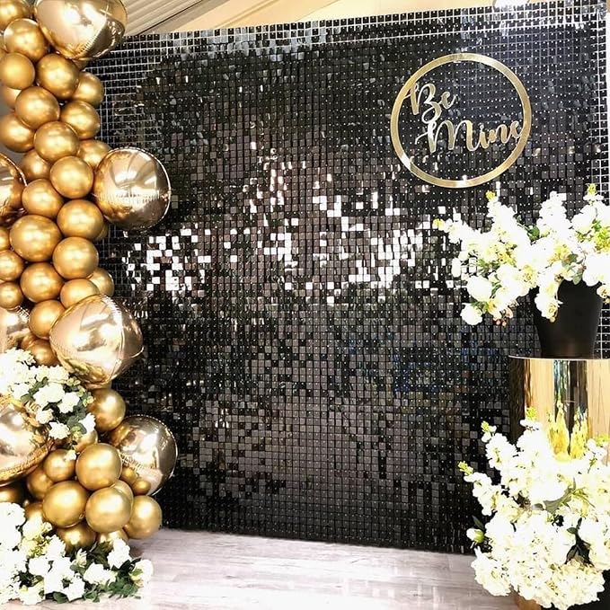 COKAOBE Black Shimmer Wall Backdrop, Photo Backdrops