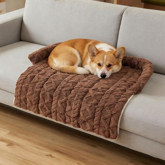 Dream Cloud Pet Sofa Bed for Couch, 2026 Upgraded Plush Washable Waterproof Non-Slip Pet Mat, Cozy Furniture Protector for Small Medium Dogs & Cats (Coffee)