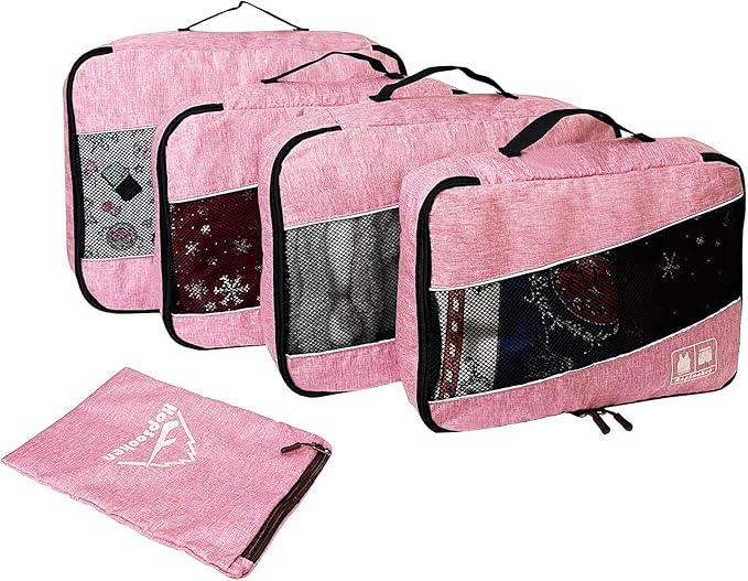 5 Set Packing Cubes for Travel Large Suitcase Luggage Organizer Bags Travel Accessories Vacation 4 Cubes 1 Laundry Pouch Bag