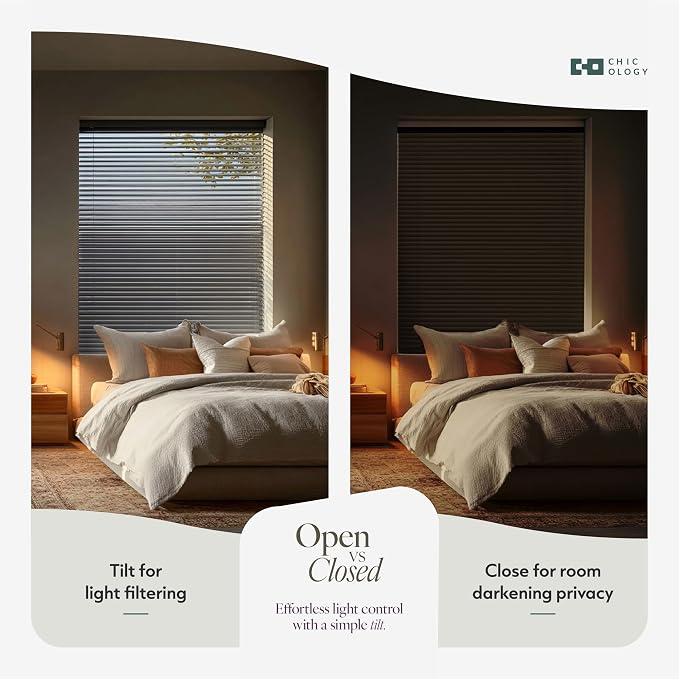 CHICOLOGY Cordless Mini Blinds for Indoor Windows, 81.5" W x 48" H, Light