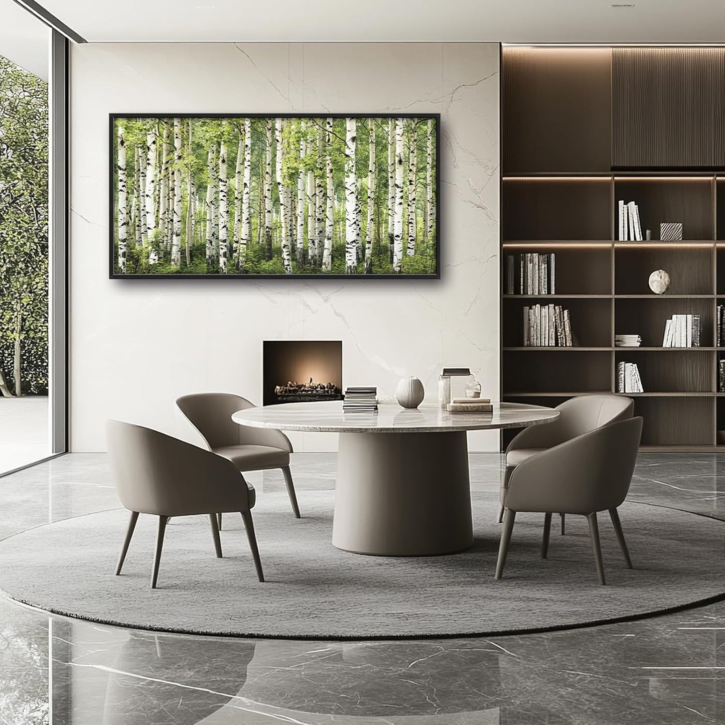 Extra Large Birch Tree Framed Wall Art for Living Room,Oversized Green Aspen Trees Forest Pictures Wall Decor,Canvas Print Painting Modern Artwork Bedroom Office Bathroom 60L" x 30W"