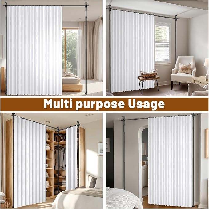 100% Blackout Room Divider Curtains Sets White W100 x L84 in 2 Panels No Drill