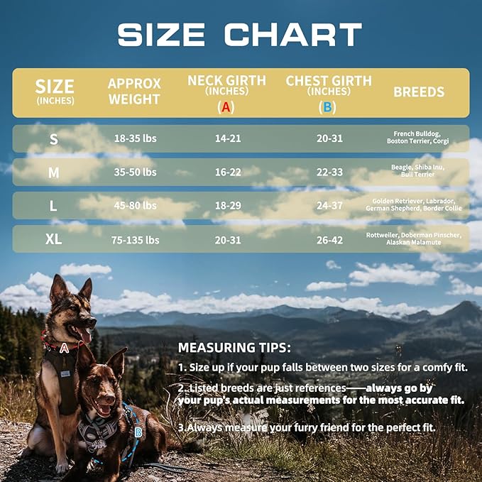 AUROTH Tactical Dog Harness for Large Dogs No Pull Adjustable Pet Harness Reflective K9 Working Training Easy Control Pet Vest Military Service Dog Harnesses Orange M