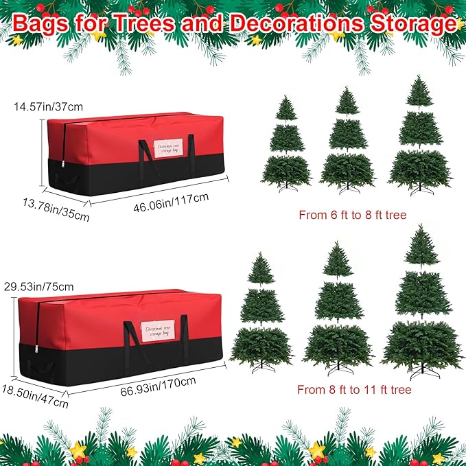 Christmas Tree Storage Bag, Fits Up 10 Ft Tall Artificial Trees, Heavy-Duty 600D Oxford Tree Bag with Reinforced Handles Zipper Clear Pocket, Storage Bags for Moving Items, Clothing, Outdoor, Bedding