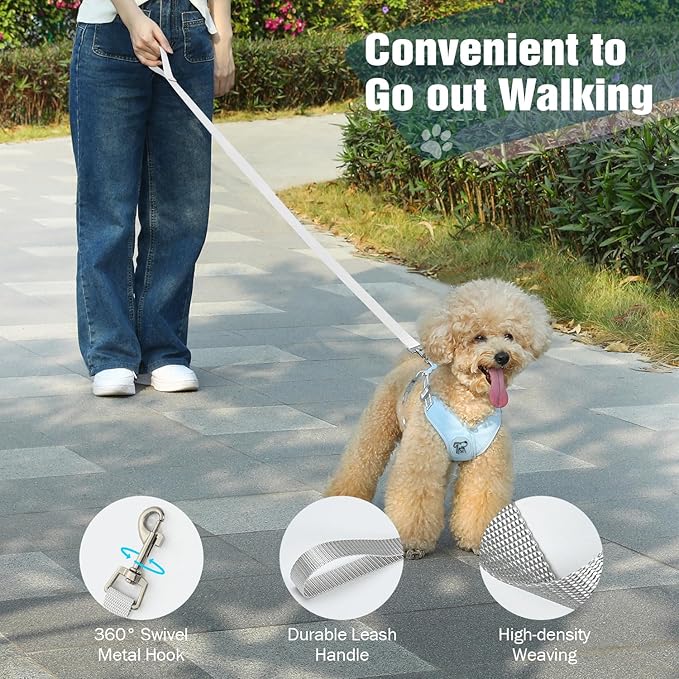 Pawaboo Small Dog Harness and Leash Set, Puppy Harness X-Frame No Pull No Choke, Dog Vest Harness Adjustable for Small Medium Sized Dogs, Soft Breathable Pet Harness for Walking Outing (S, Blue)