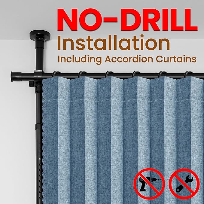 100% Blackout Room Divider Curtains Sets Blue 2 Panels W100 x L96in No Drill