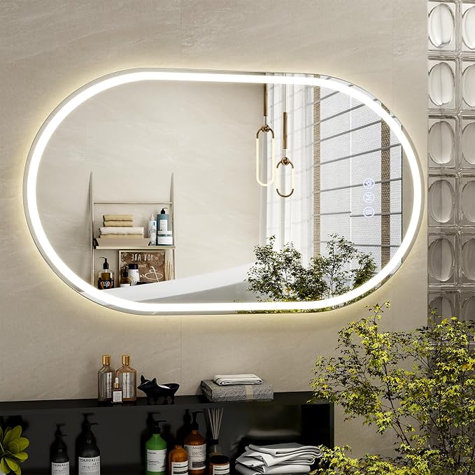 BEAUTYPEAK 48x28 LED Oval Bathroom Mirror