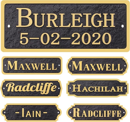 Acrylic Horse Stall Name Plate, 2.4" x 8" Personalized Stall Signs, UV Protected, Custom Pet Name Sign, All Weather Adhesive, Mounting (Gold, Style 7)