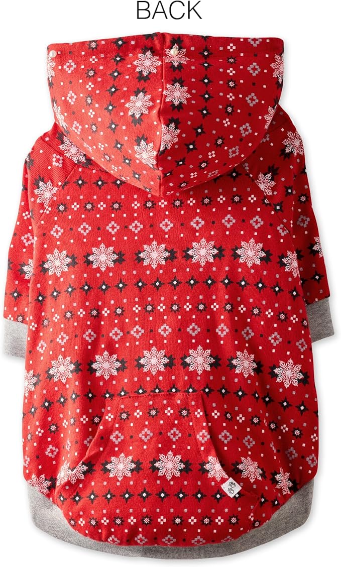 Rocky – The Orginal Lightweight Hooded TEE 100% Organic Cotton Dog Hoodie Pet Coat Sweater for Small, Medium, Large Dogs, Red Fair Isle, X-Small