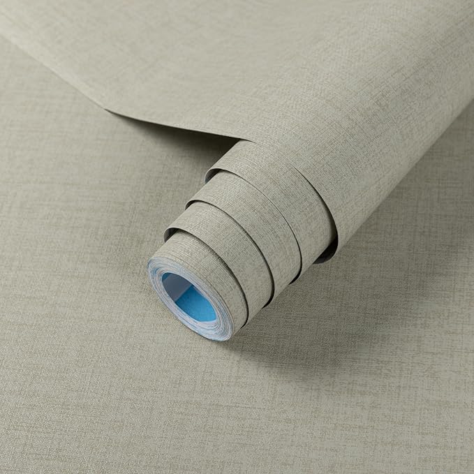 practicalWs Cream Contact Paper 17.7 inch x 118 inch Grasscloth Texture Peel
