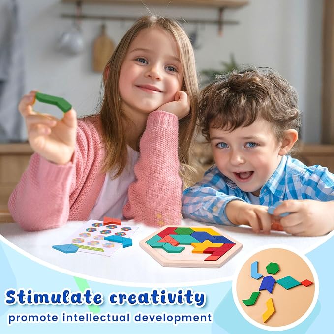 3 Otters Wooden Puzzle, with Guide Book | Educational Brain Teaser Game, Montessori Learning, Fine Motor Skills, Hand-eye Coordination