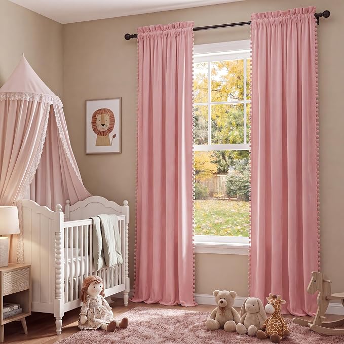 NICETOWN Blush Pink Velvet Curtains 84" Long